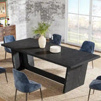 Table de salle à manger de style rustique de 180 cm pour 6 à 8 personnes avec pied central solide
