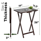 Tables de service pliantes pour télévision PJ Wood avec support de rangement compact, expresso, ensemble de 5 pièces - 36.38