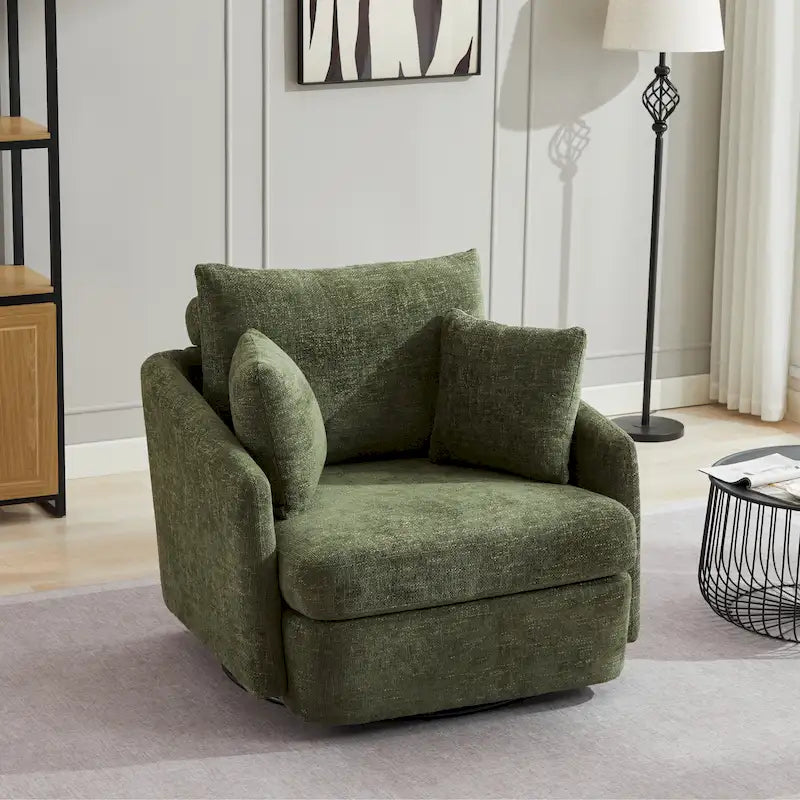 40.6 W Upholstered Swivel Accent Sofa Chair With Pillows