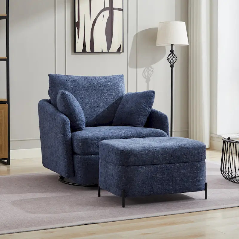 40.6 W Upholstered Swivel Accent Sofa Chair With Pillows