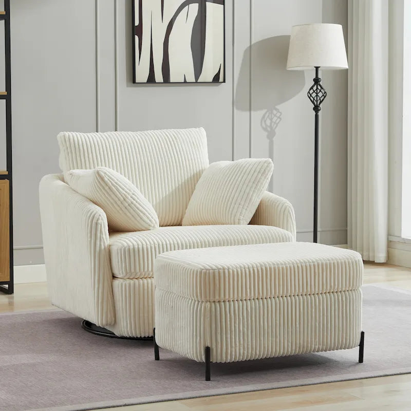 40.6 W Upholstered Swivel Accent Sofa Chair With Pillows