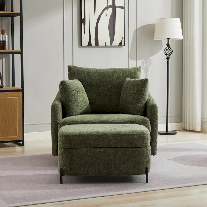 40.6 W Upholstered Swivel Accent Sofa Chair With Pillows