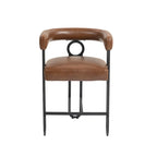 Tabourets de bar contemporains avec repose-pieds, revêtement chenille et cuir (lot de 2)