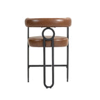 Tabourets de bar contemporains avec repose-pieds, revêtement chenille et cuir (lot de 2)