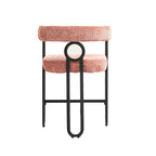 Tabourets de bar contemporains avec repose-pieds, revêtement chenille et cuir (lot de 2)