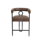 Tabourets de bar contemporains avec repose-pieds, revêtement chenille et cuir (lot de 2)