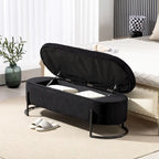Banc de rangement ottoman rembourré en velours côtelé avec charnière de sécurité et pieds en métal