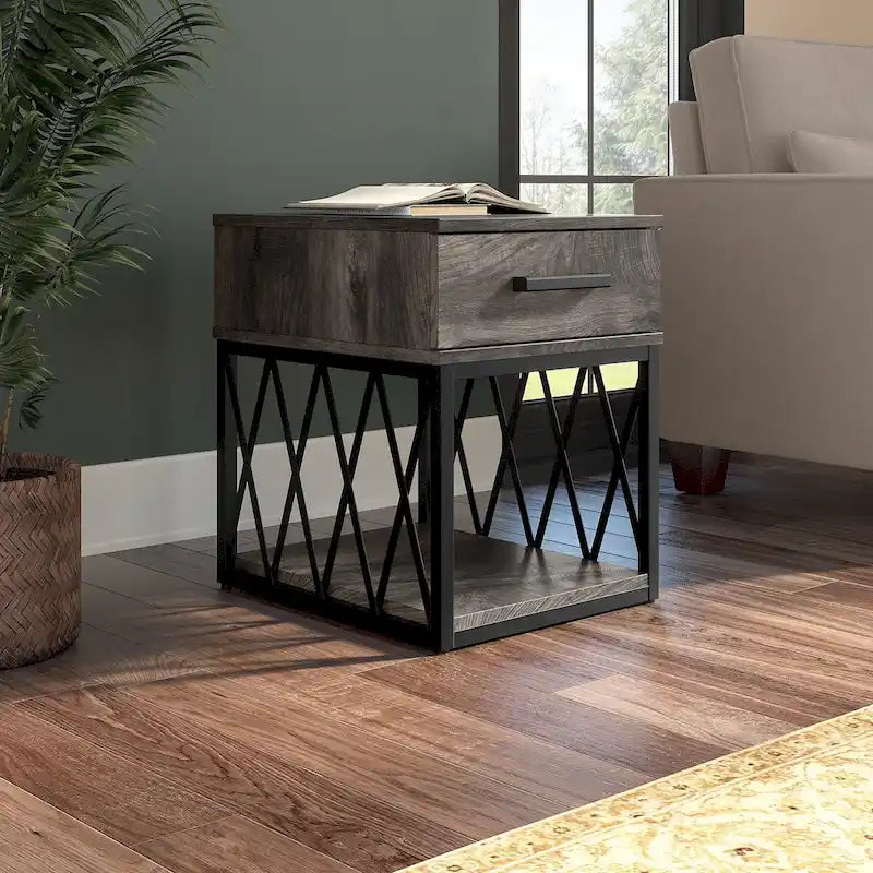 City Park Industrial End Table with Drawer