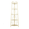 Metal Scroll Indoor Outdoor Tall Folding 5 Shelves Bakers Rack - Gold or White - Roche River Decor