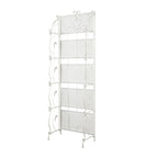 Metal Scroll Indoor Outdoor Tall Folding 5 Shelves Bakers Rack - Gold or White - Roche River Decor