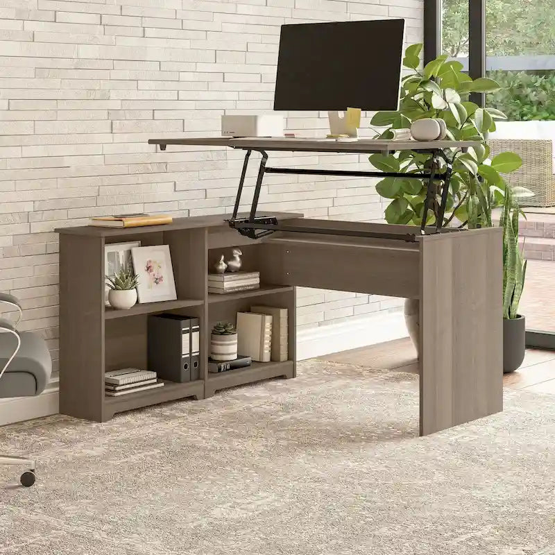 Bush Furniture Cabot Bureau d'angle debout 52 po avec étagères