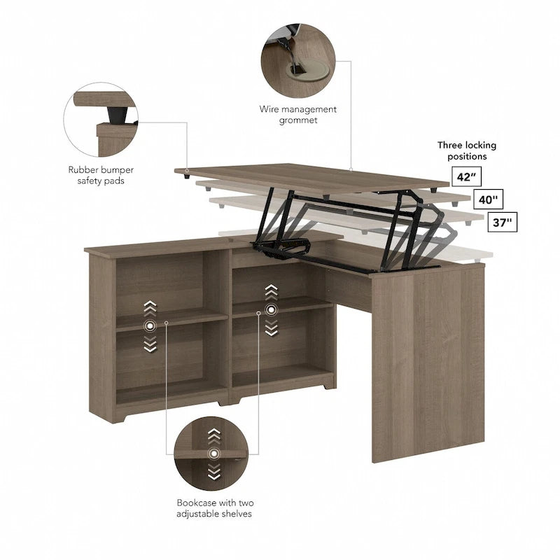 Bush Furniture Cabot 52W Standing Corner Desk with Shelves