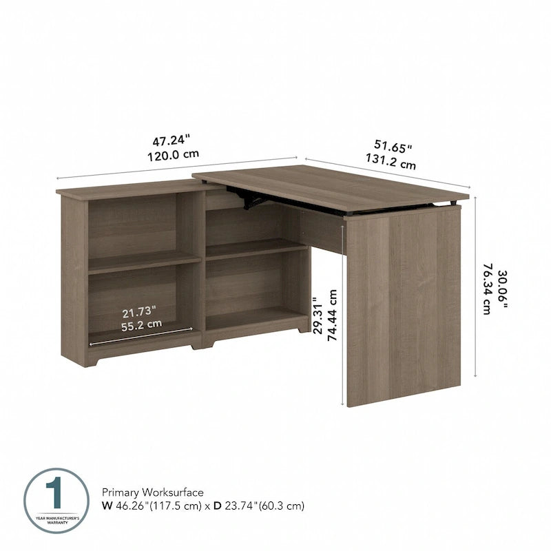 Bush Furniture Cabot 52W Standing Corner Desk with Shelves