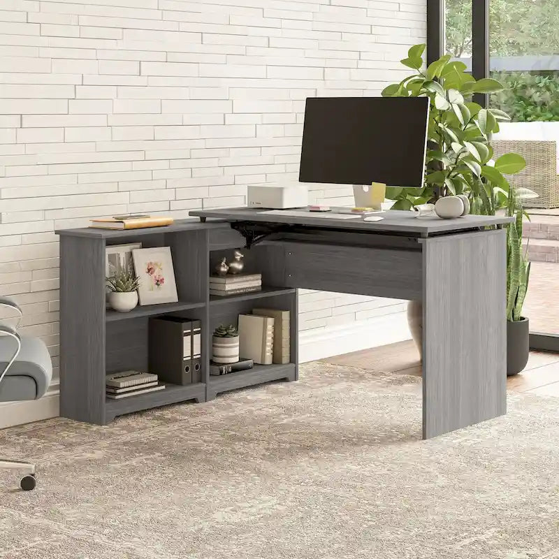 Bush Furniture Cabot 52W Standing Corner Desk with Shelves